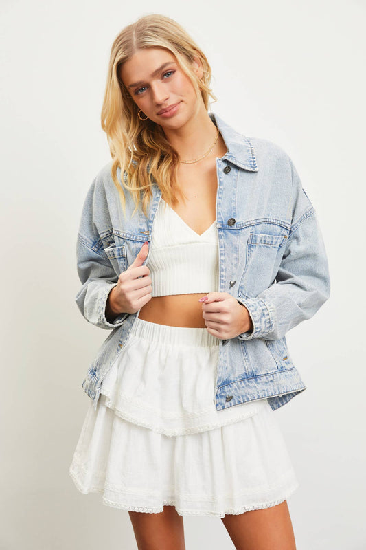 Denim Pleated Jacket