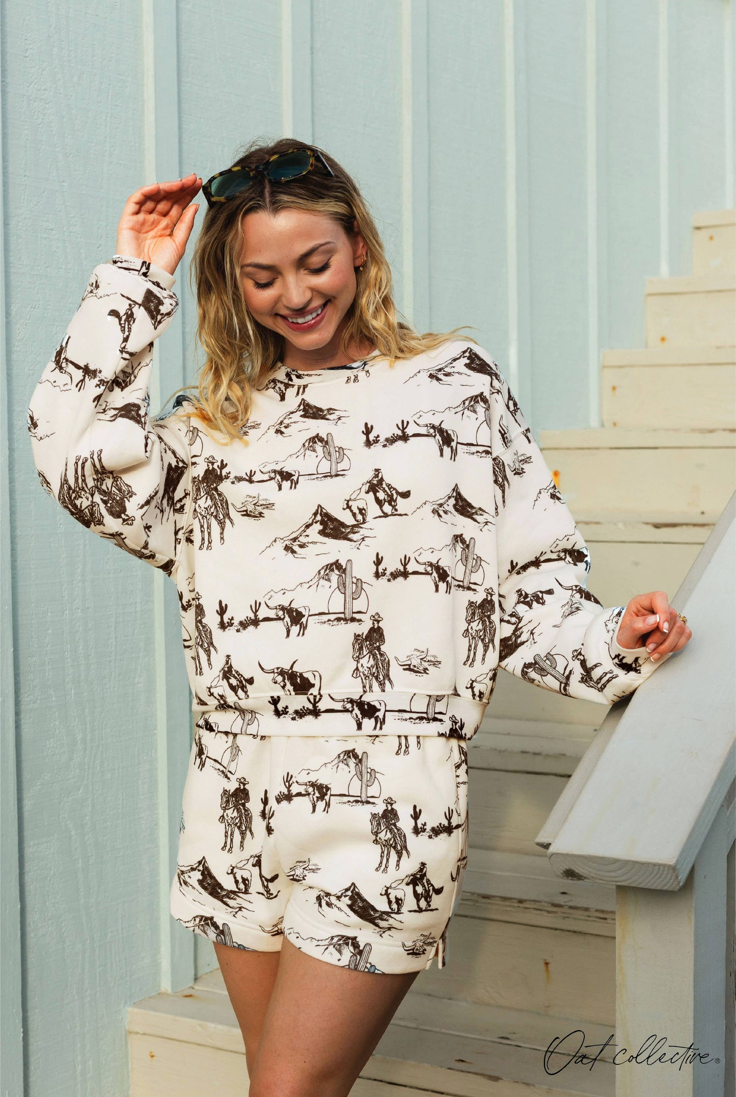 Western Sweatshirt & Short Matching Set
