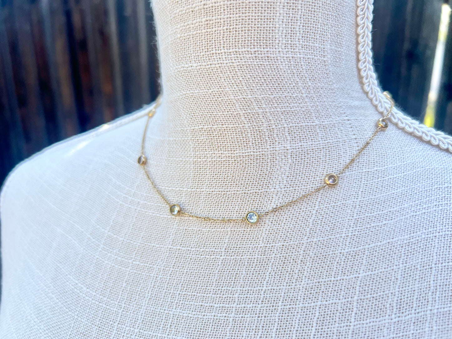 Studded Diamond Strand Necklace