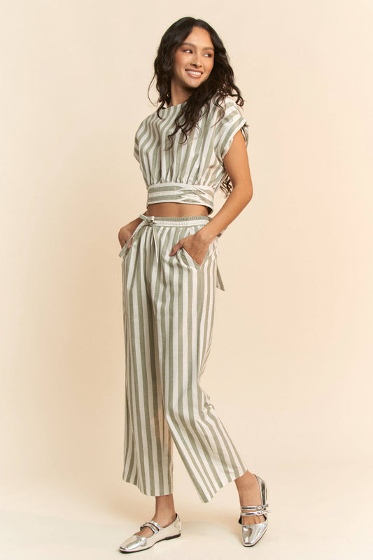 Striped Wrap Top & Pants Set