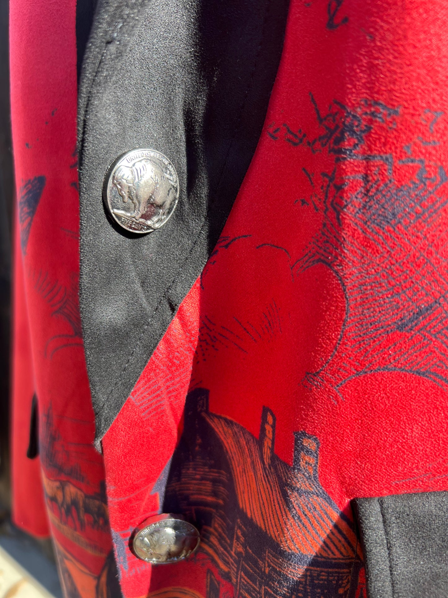 Vintage Printed Suede Western Blazer