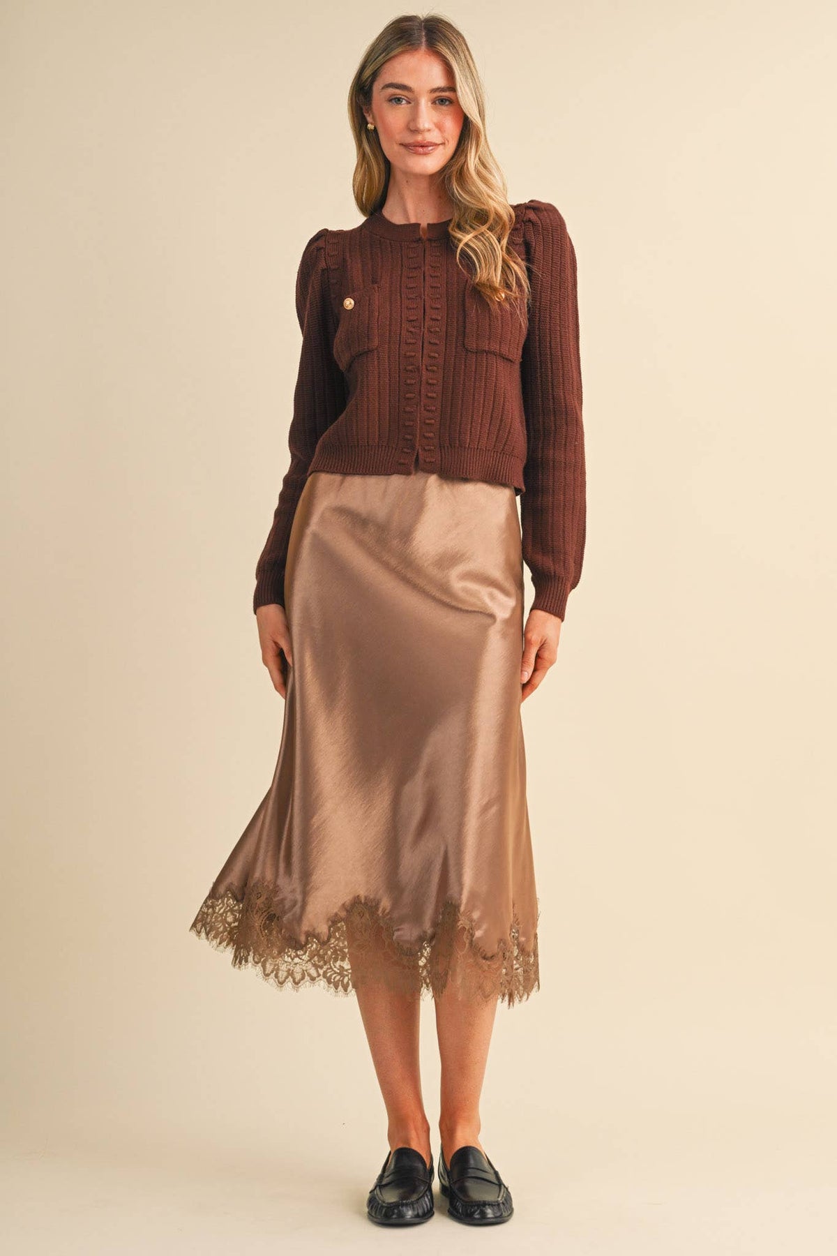 Satin Midi Slip Skirt