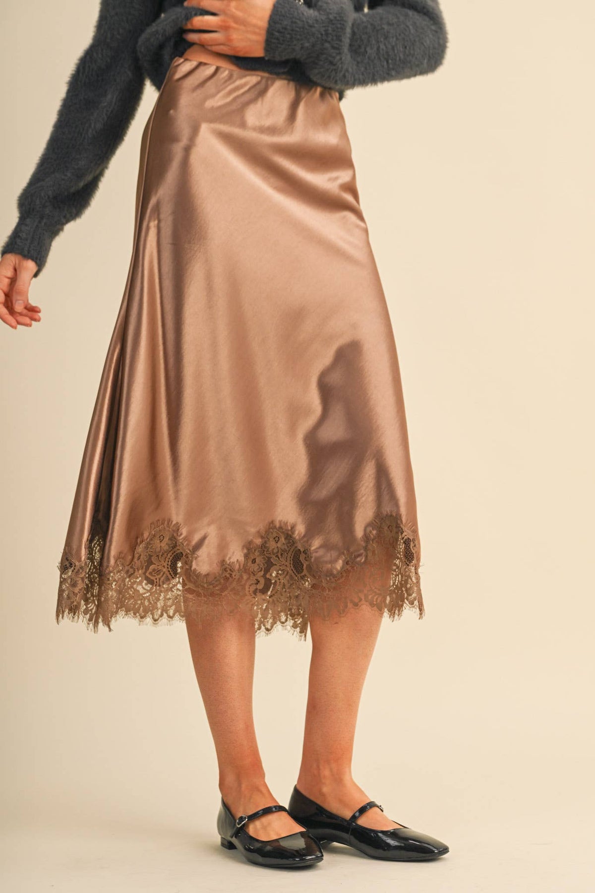 Satin Midi Slip Skirt