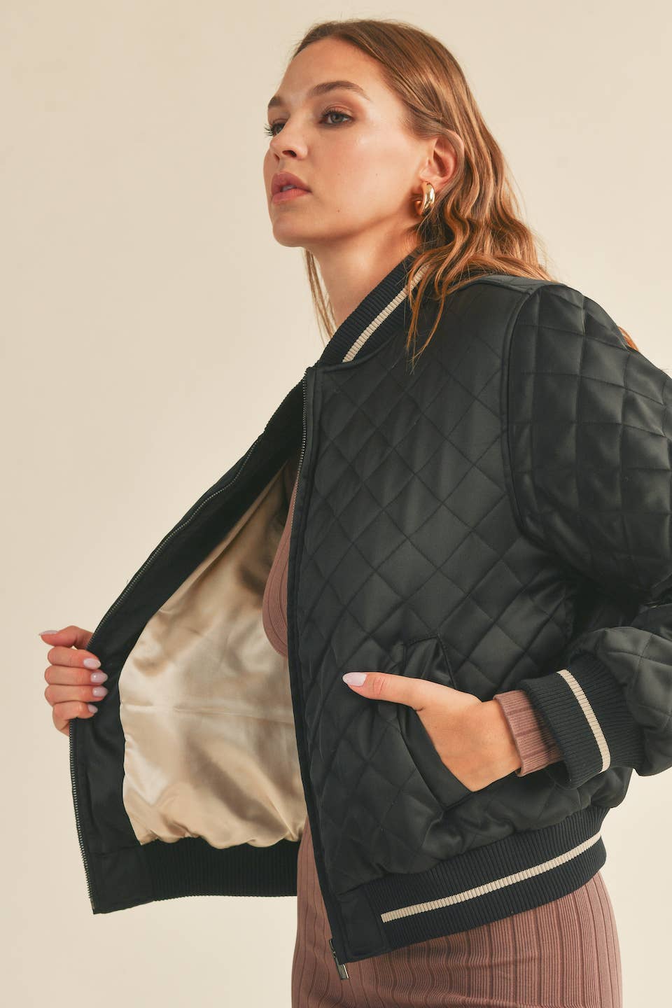 Chelsea Quilted Bomber Jacket