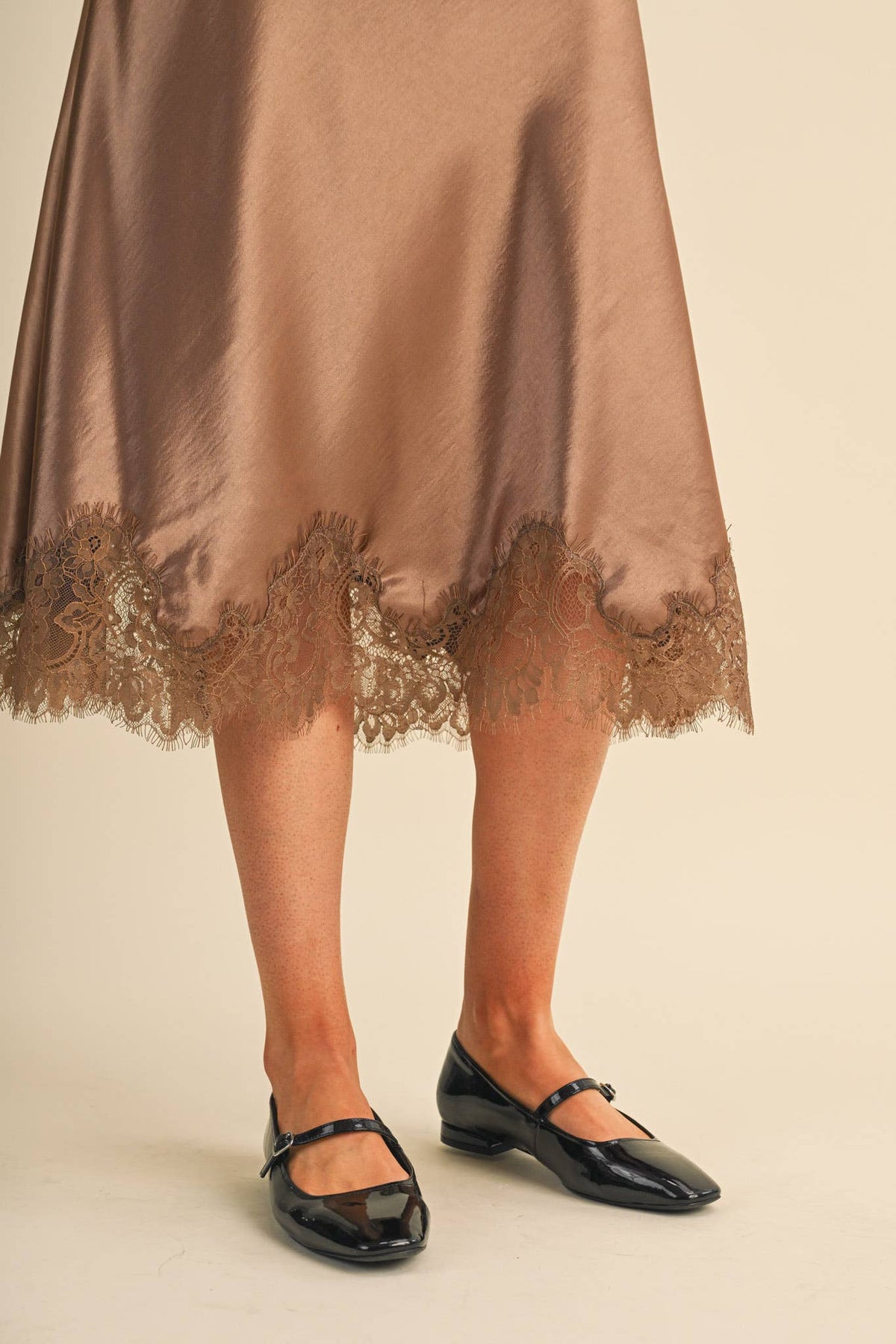 Satin Midi Slip Skirt
