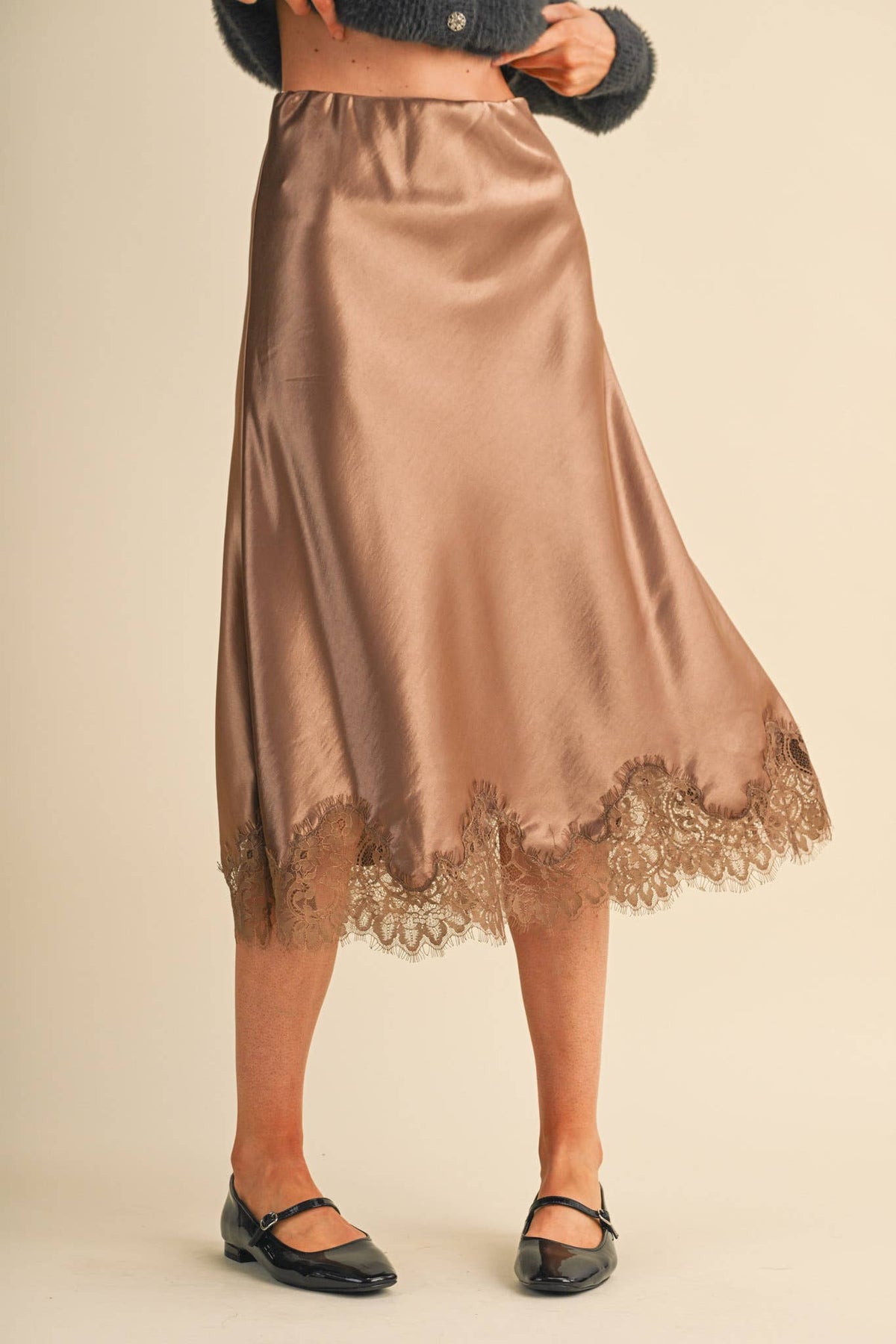 Satin Midi Slip Skirt