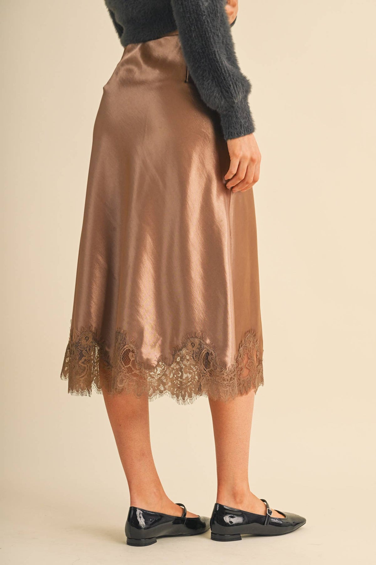 Satin Midi Slip Skirt