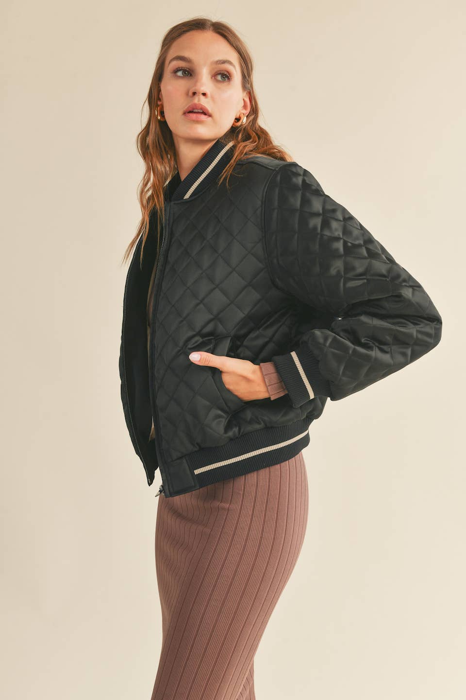 Chelsea Quilted Bomber Jacket